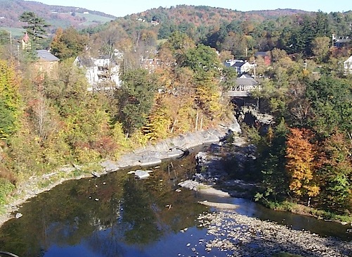 The Ottauquechee river as it flows through Quechee village